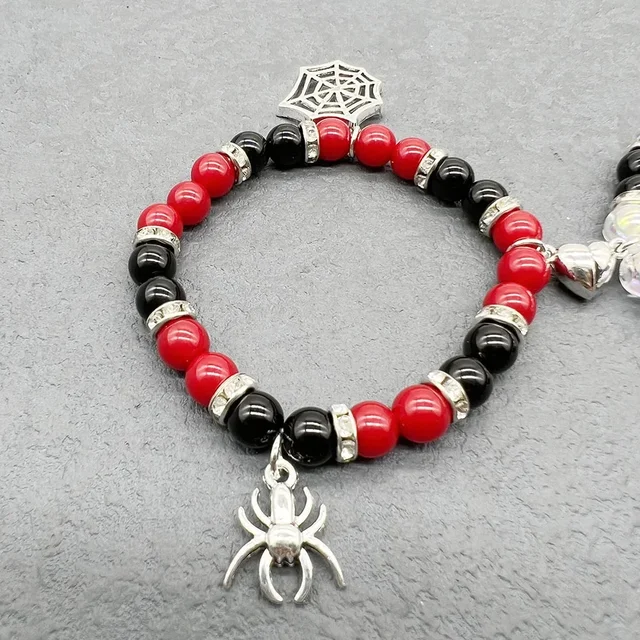 Bracelets d'amitié assortis araignée pour Couples Bracelets porte-bonheur araignée Bracelets d'amitié magnétiques pour 2 Bracelets d'Halloween