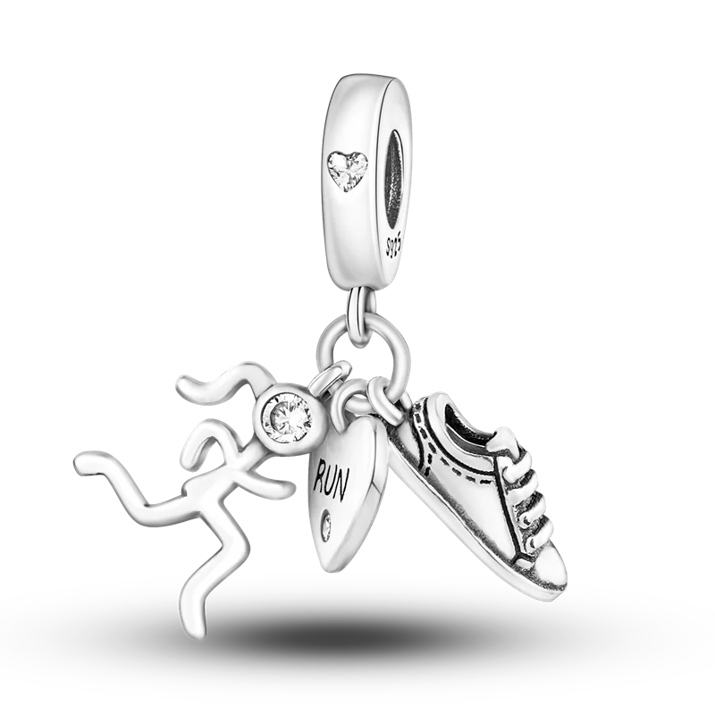 Silver Plated Sport Love Skate Shoe Dangle Charm Pendant