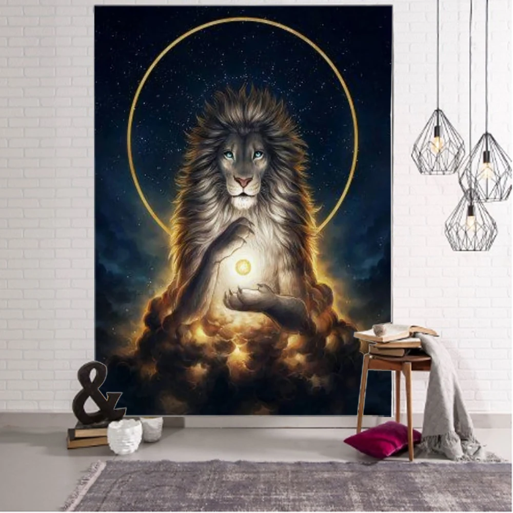 mandala lion tree of life cat background decorative tapestry curtain living room bedroom background decorative tapestry