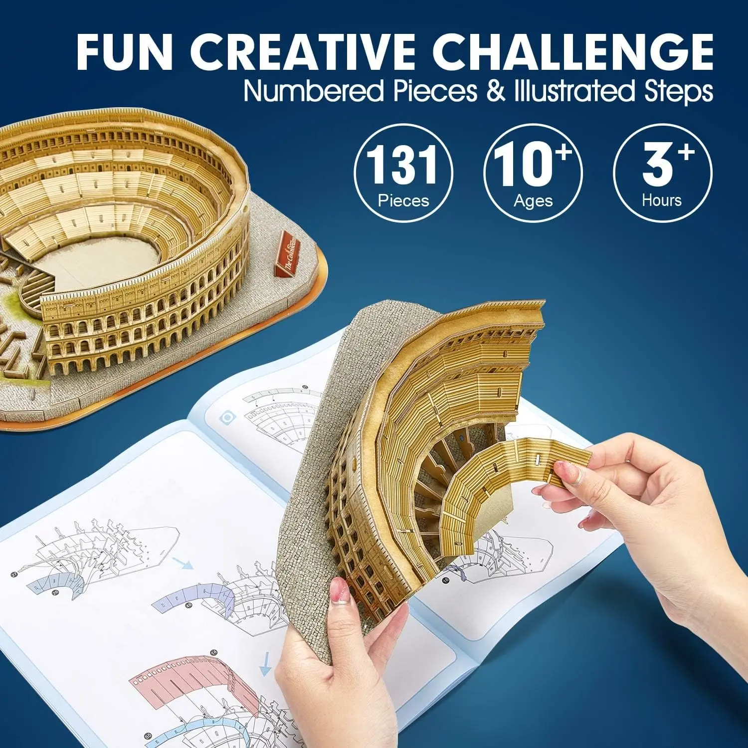 3D Puzzle The Roman Colosseum Model Kits 131 Pieces Italian Architecture Building Gifts for Adults Kids, Home Decor 4