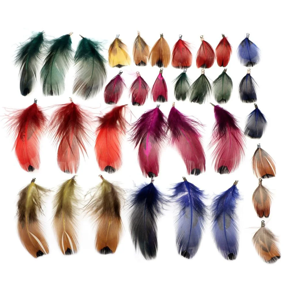 

10pcs/batch 35/70mm Colorful Natural Feather Tassel Pendant Clip Rhodium DIY Necklace Earrings Earrings Making Jewelry