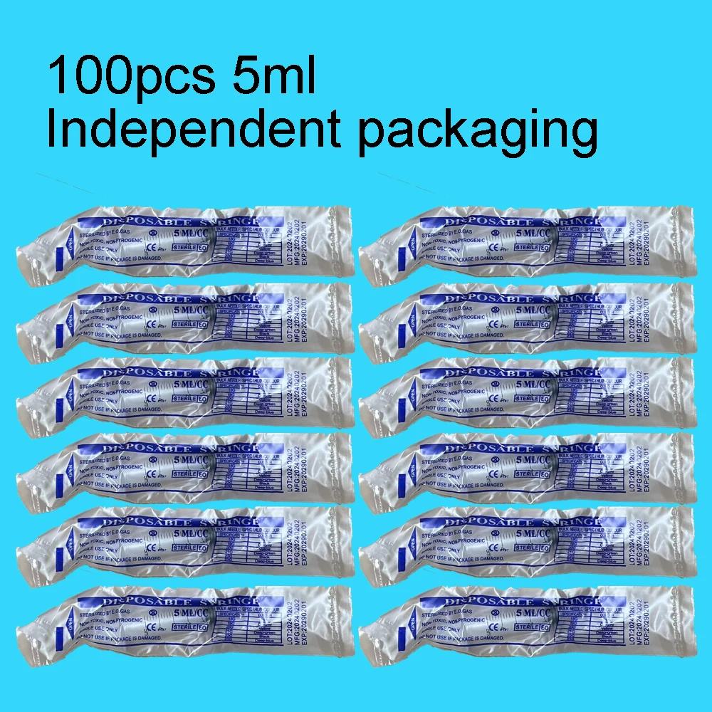 Small Syringe 5ML 100PCS NO Needle Injectors Ink Disposable Tube Hydroponics Analyze Plastic Measuring Cartridge Pets Syringes