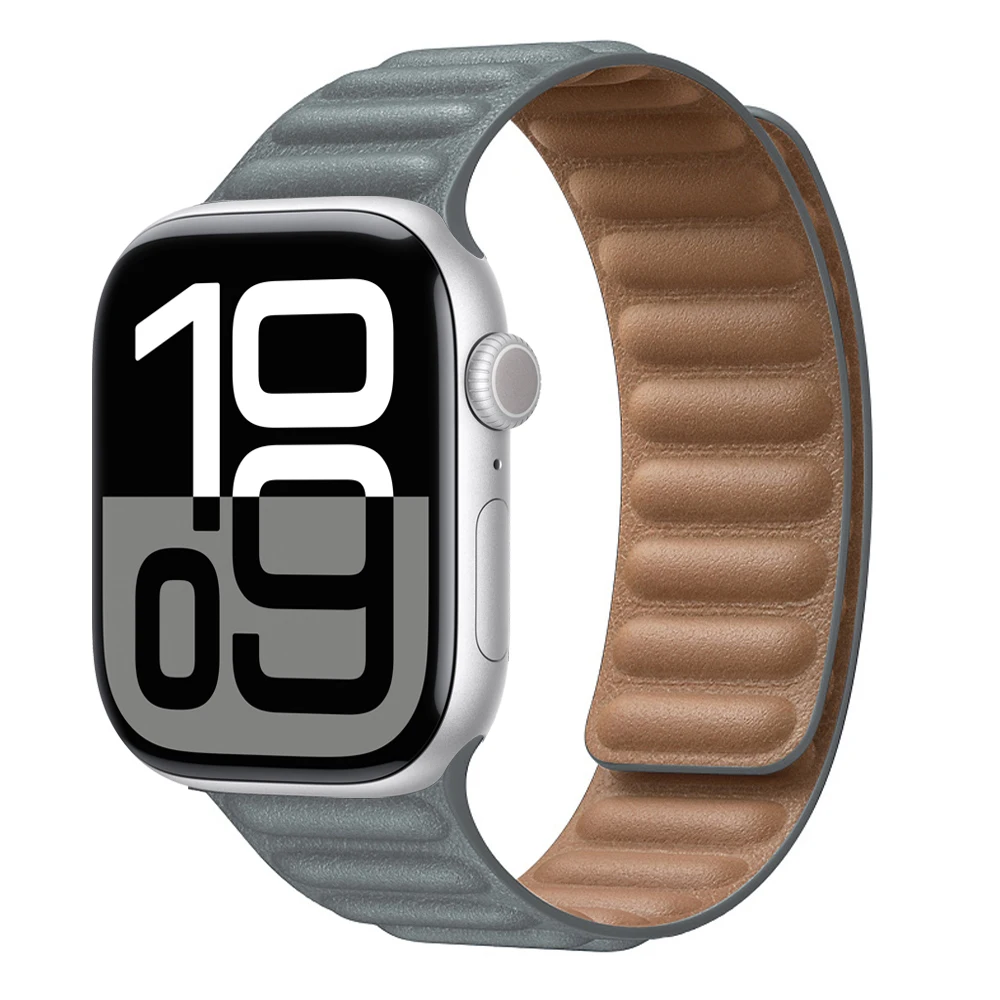 Premium Leather Magnetic Loop Watch Band Strap - Elegant Bracelet Design