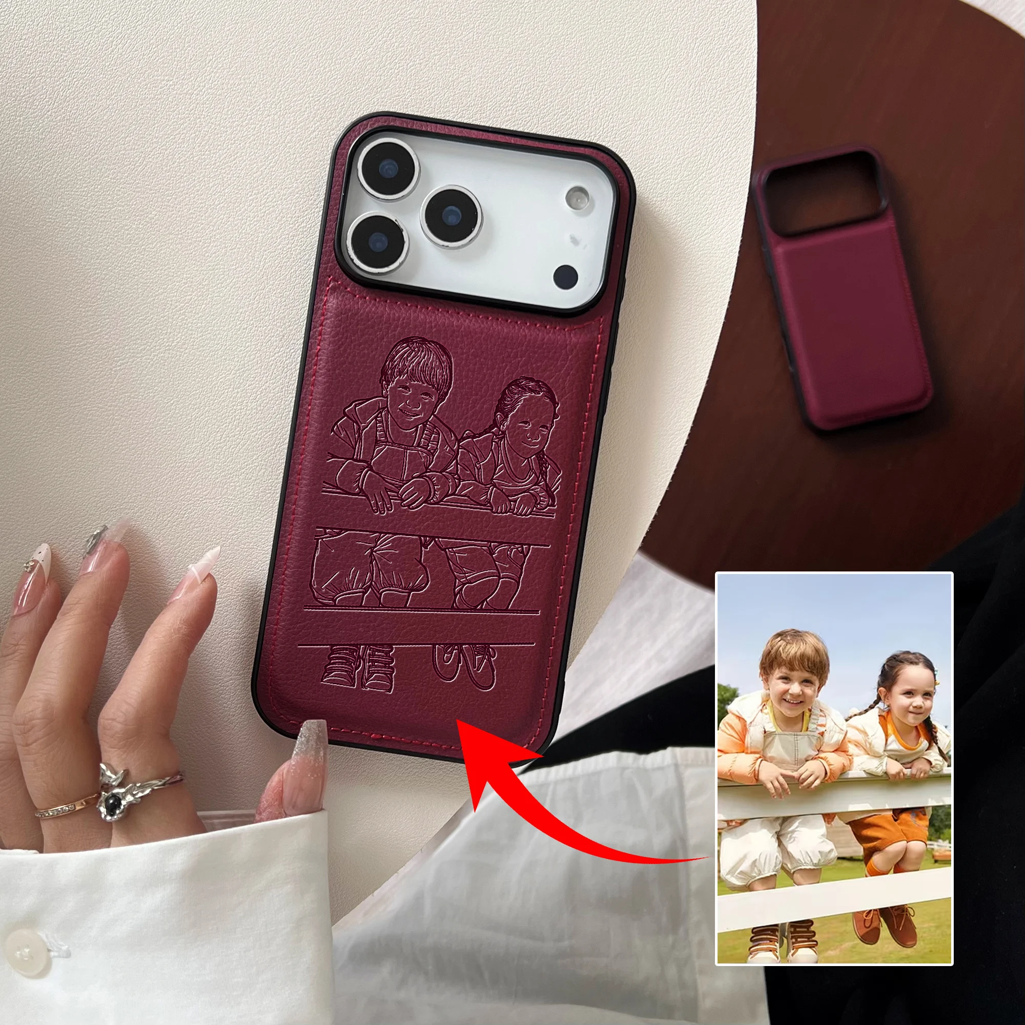 Custom Family Couple Photo Hand Drawn Lines 3D Laser Engraved thumbnail 4