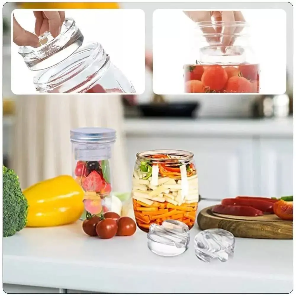 1PC Heavy Glass Fermenting Lid Easy Grip Handle Pickle Jar Handle Lid Fermenting Kitchen