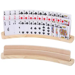 Curved Wooden Card Holder Tray for Kids and Seniors - Perfect for Strategy Card Games (Only holder)