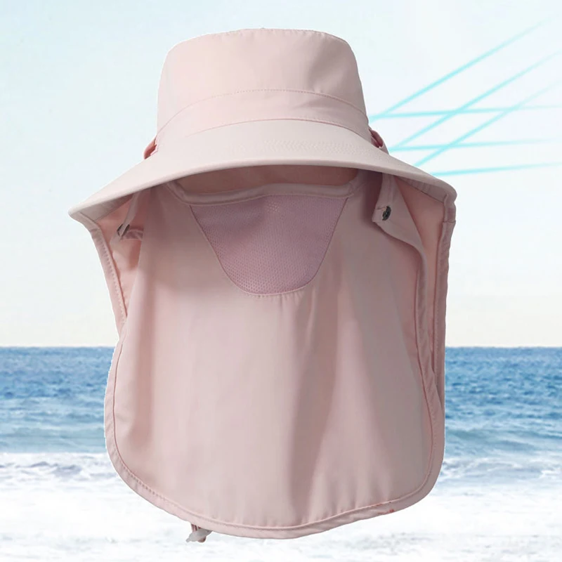 men hat fisherman with string summer sun bucket hat wide brim climbing holiday uv protection breathable cap outdoor accessory Sun Hat Women UV Protection With Neck Flap String Climbing Hiking Working Fisherman Holiday Accessory