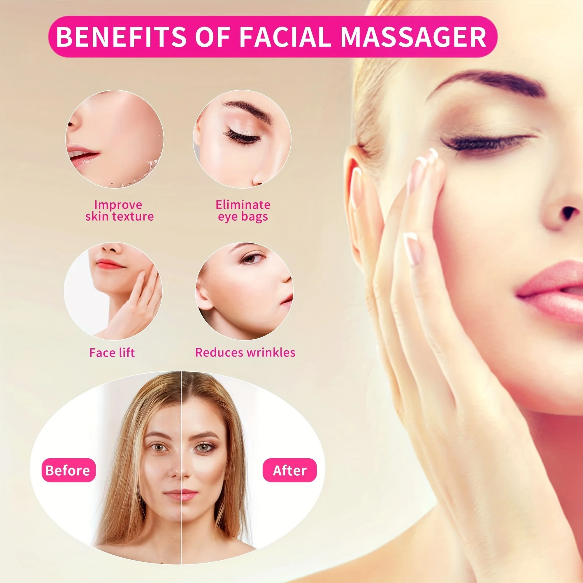 Eye Massager Pocket Mini Ring Face and Eye Massager Portable USB Charging Waterproof Face Eyes Relieve Fatigue Facial Skin Care Tools