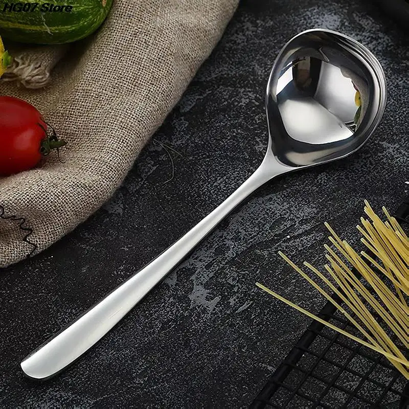 1PC Stainless Steel Spoon soup spoon Long Handle Tablespoons Hot Pot Soup Ladle Ramen Noodles Scoop Kitchen Tableware Cooking Utensils stainless steel spoon