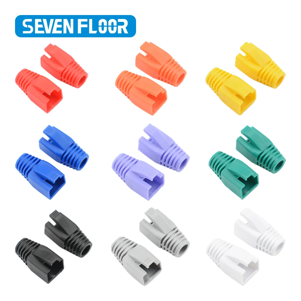 50pcs OD7.0 케이블 커넥터 플러그 커버 CAT6 CAT7 RJ45 이더넷 네트워크 케이블 10 색 스트레인 릴리프 부츠