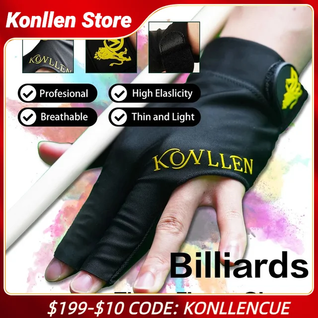 KONLLEN Billiard gloves with Left/Right Hand Fingerless Gloves Snooker Pool Cue/Carom Gloves Durable for Billiards Accessories 1