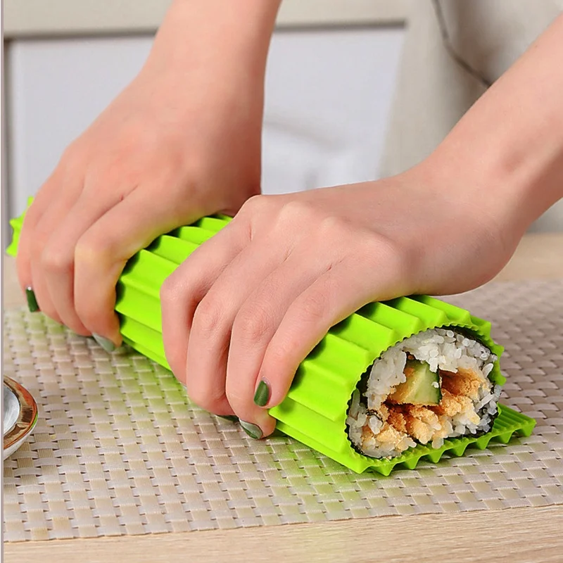 Silicone Hand Roll Sushi Rolling Curtain Bamboo Imitation Japanese Tool Easy To Clean No Mildew Mat Portable sushi rolling tool sushi rolling mat sushi tools