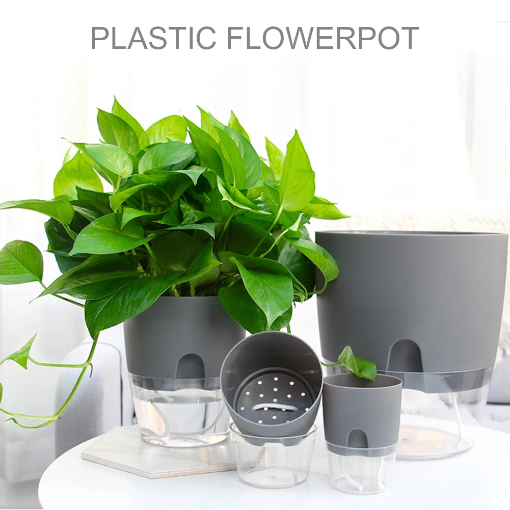 2 Layer Lazy Self-watering Flowerpot Planter Pots Automatic Water Absorption Succulent Aquaculture Plastic Hydroponic Flowerpot
