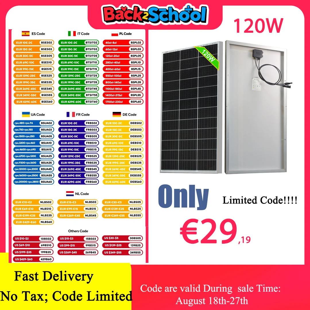 Panneau solaire rigide en verre 120W 240W 360W 480W, panneau photovoltaïque 18V, cellule solaire monocristallin 12V/24V, chargeur de batterie pour toit de maison 1 Panneau solaire rigide en verre 120W 240W 360W 480W, panneau photovoltaïque 18V, cellule solaire monocristallin 12V/24V, chargeur de batterie pour toit de maison 1