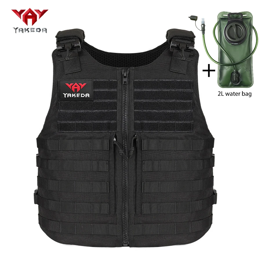 야케다 경량 MOLLE 웨빙 메쉬 백 베스트 (2L 물주머니 포함, 빠른 착탈 가능, 아웃도어 어드벤처 베스트)