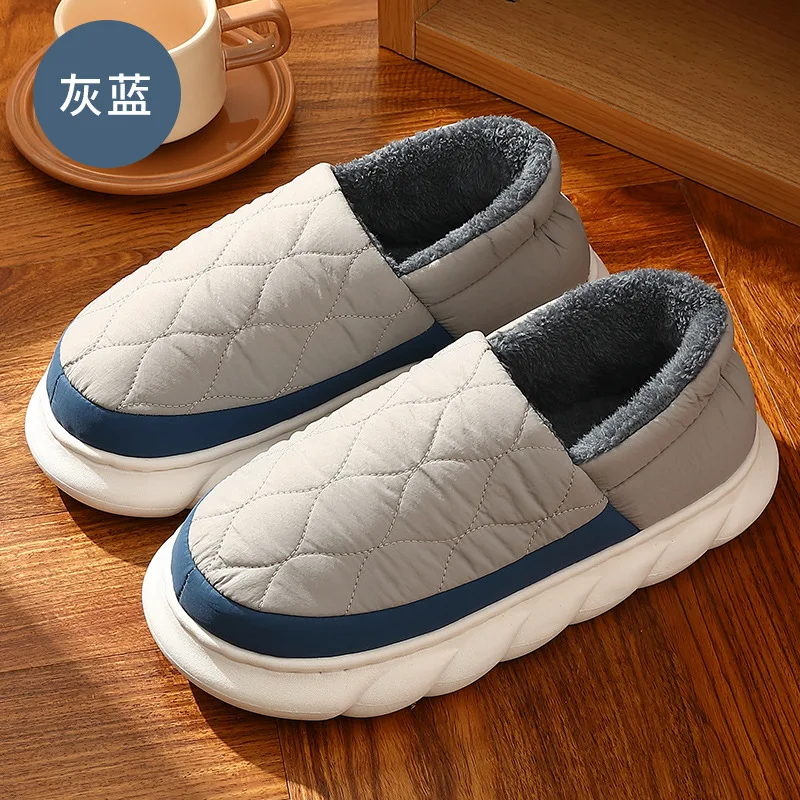 Shevalues Fur Plush Men Slippers Warm Fluffy House Slippers Men Winter Cotton Outdoor Anti-slip Fashion Fuzzy