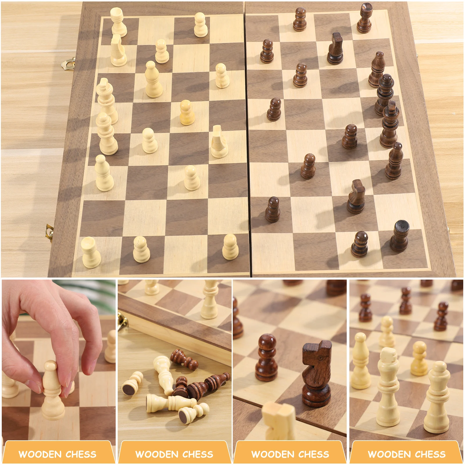 NUOBESTY 32pcs International Chess Pieces Wooden Chess Pieces Board Replacement Accessories