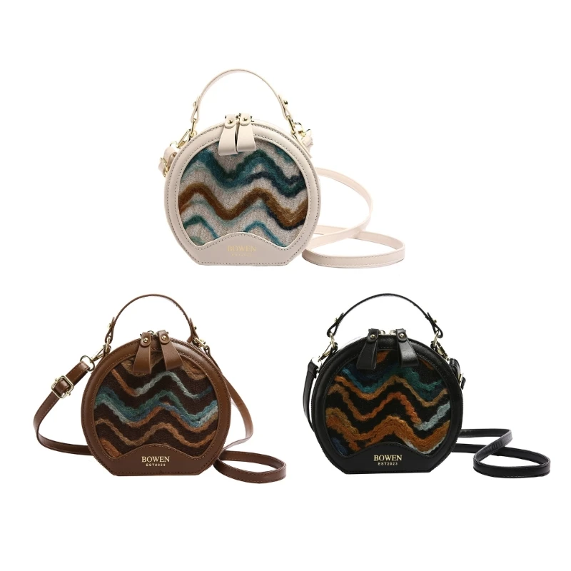 

Женская модная сумка через плечо из искусственной кожи, маленькая круглая сумка, женская сумка через плечо с вышивкой