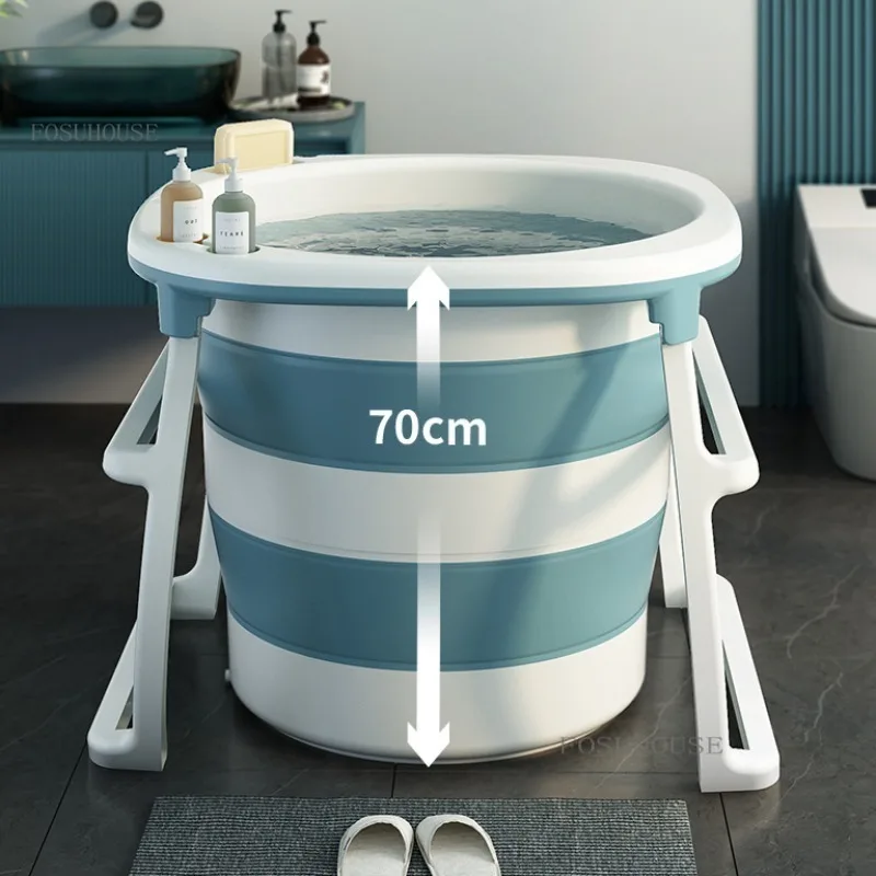 DIA80CM Portable Bath Bucket Bathtub Large Capacity Bathroom Bathtub Bucket  Winter Shower Bathing Artifact Free Installation - AliExpress