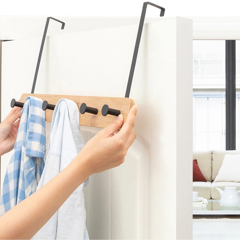 

Nordic Behind The Door Hook Punch-free Coat Rack Creative Bamboo Clothing Rack Living Room Kitchen Hanger Home Furniture