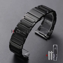 Premium Stainless Steel Smartwatch Strap - Sporty Silver & Black Bracelet with Folding Buckle - 22mm (Black)