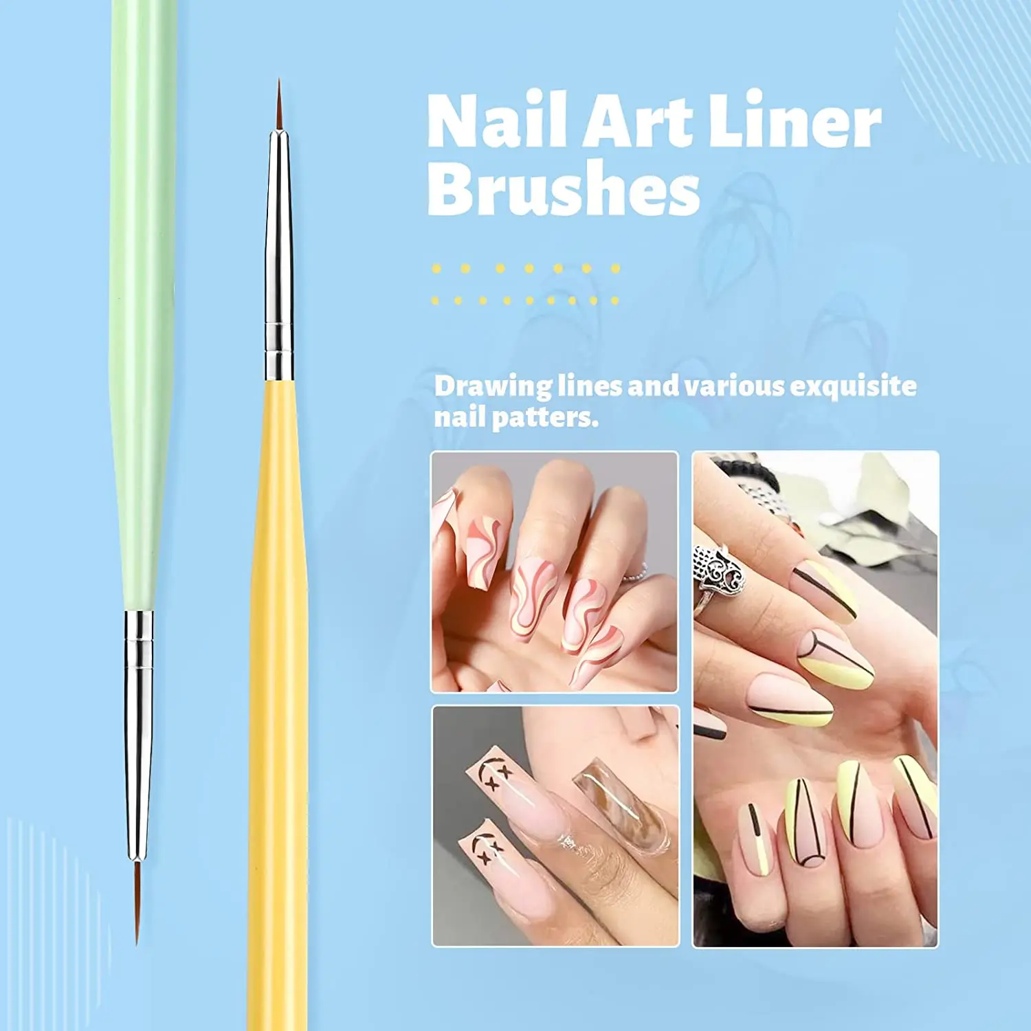 7PCS Nail Brushes for Nail Art Nail Liner Brush Nail Dotting Brush and Nail Art Brush Holder for Nail Design Gel Polish 4
