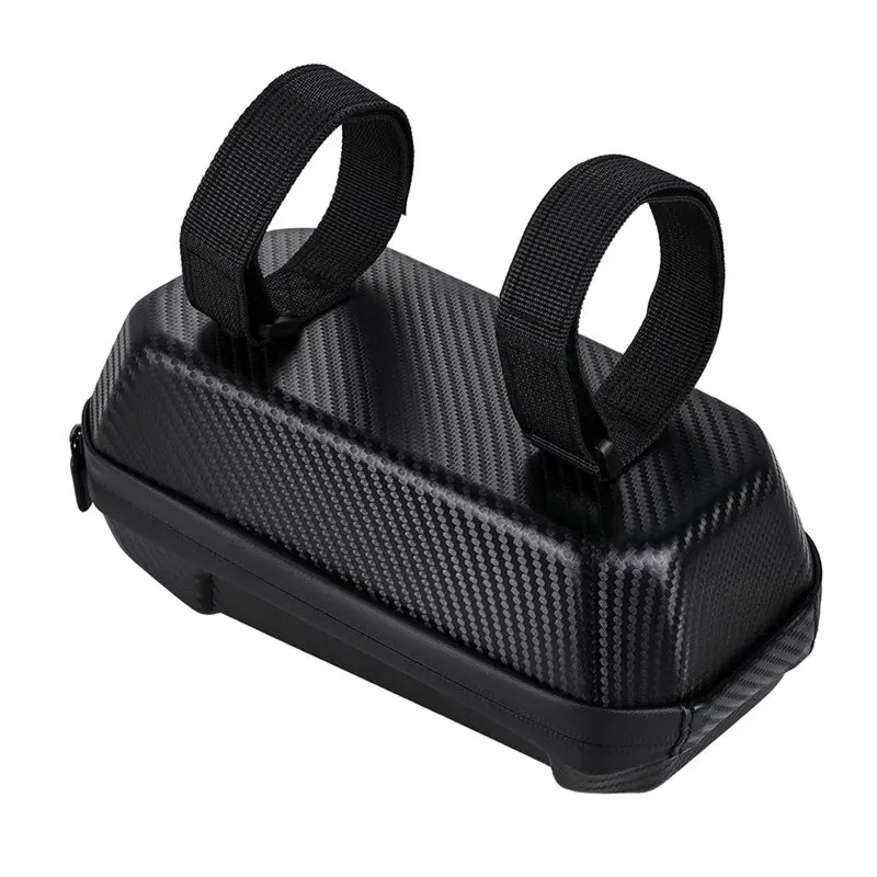 A02Q carbon fiber textured waterproof battery cover bag installed on Sur-Ron Light Bee X  Hard shell PVC battery protection bag for Sur-Ron Light Bee S showing dual mounting straps
