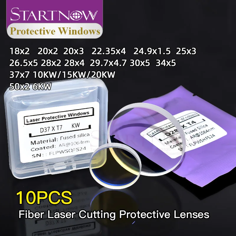 Fiber Laser Protective Lens 18x2 20*2 24.9x1.5 27.9*4.1 30x5 37*7 1064nm Optical Lenses Protec Windows Lens 10 Pieces
