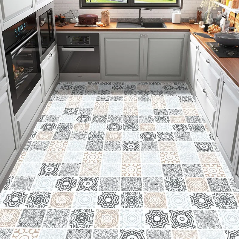 Floral-Geometric-Pattern-PVC-Carpet-Kitchen-Non-slip-Oil-proof-Floor ...