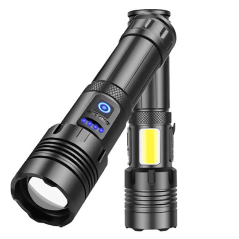 고출력 XHP160/360 + COB 사이드 라이트, 슈퍼 브라이트 손전등, 7 가지 모드, IPX67 방수, 강력한 USB 충전식 토치