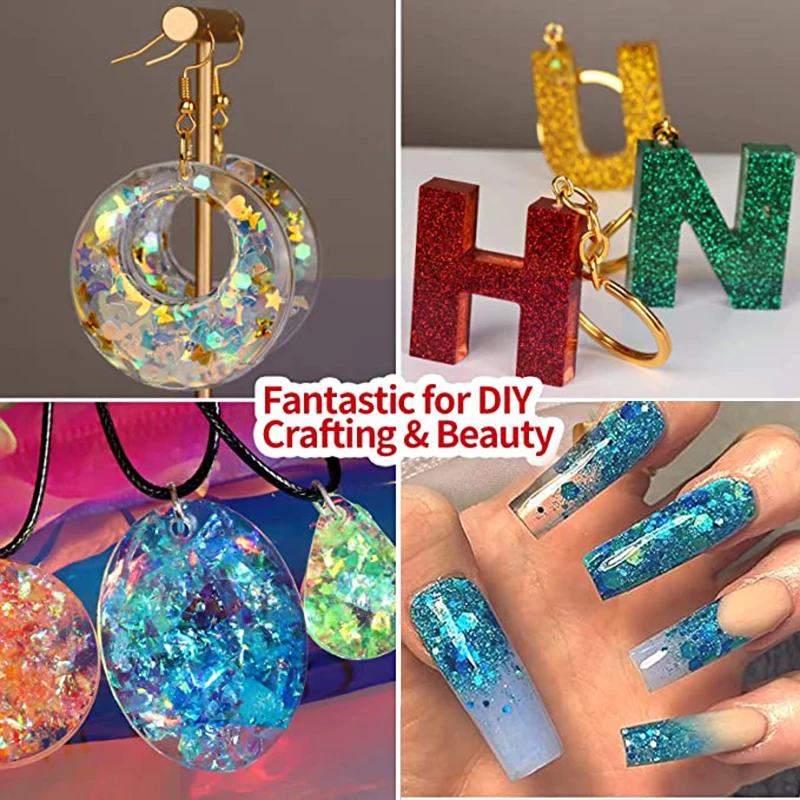 Nail glitter 50g Holographic Nail Glitter Powder Sparkly Laser Gold Silver Mixed Hexagon Shape Chunky Sequins Dust DIY Nail Art Decoration