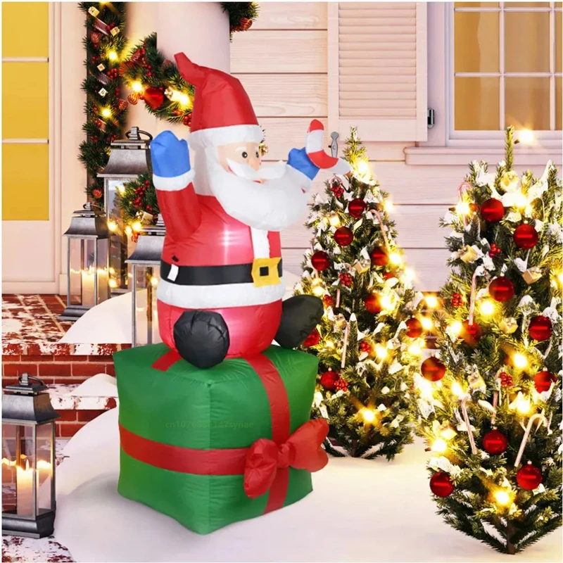 1.8M inflatable Santa Claus sitting gift with LED light outdoor decoration for Christmas and New Year party inflatable decoration toy inflatable decoration inflatable toy