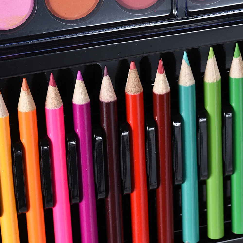 168pcs Drawing Pen Art Set Kit Painting Sketching Color Pencils Crayon Oil Pastel Water Color Glue with Case for Children Kids