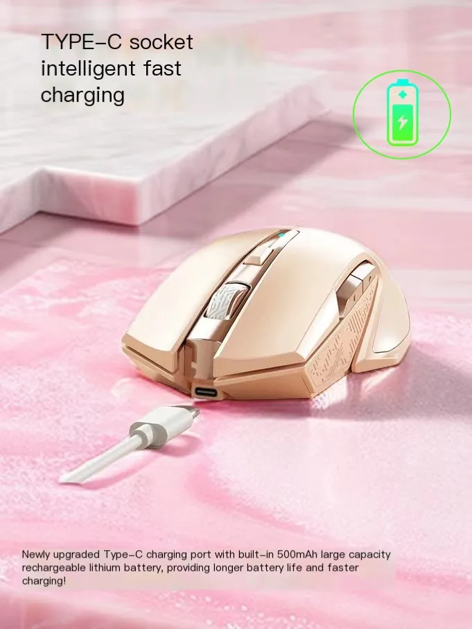 Silent rechargeable mouse power display button