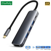 USB 3.0 Type C to HDMI-compatible PD Charge Docking Station USB C Hub 3.0 Adapter for Macbook Air iPad Laptop PC Type-C Splitter 1