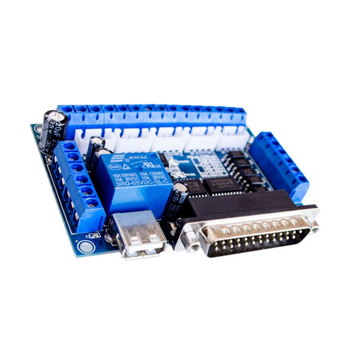 Scheda Di Interfaccia Mach3 Cnc 5 Assi Con Adattatore Fotoaccoppiatore Driver Motore Passo-Passo + Cavo Usb