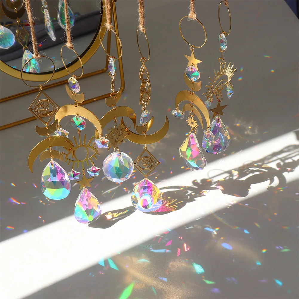 Crystal Wind Chimes Dream Catcher Prisms Pendant Sun Catcher Rainbow Maker Window Garden Decoration Outdoor Christmas Gift