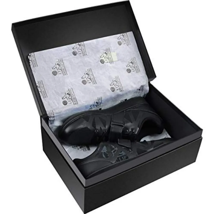 Powerlifting Shoes MEGIN (Black, 10 US) and Ankle/Wrist Weights (1 Pair, Two 2 lbs) Sleek Grey