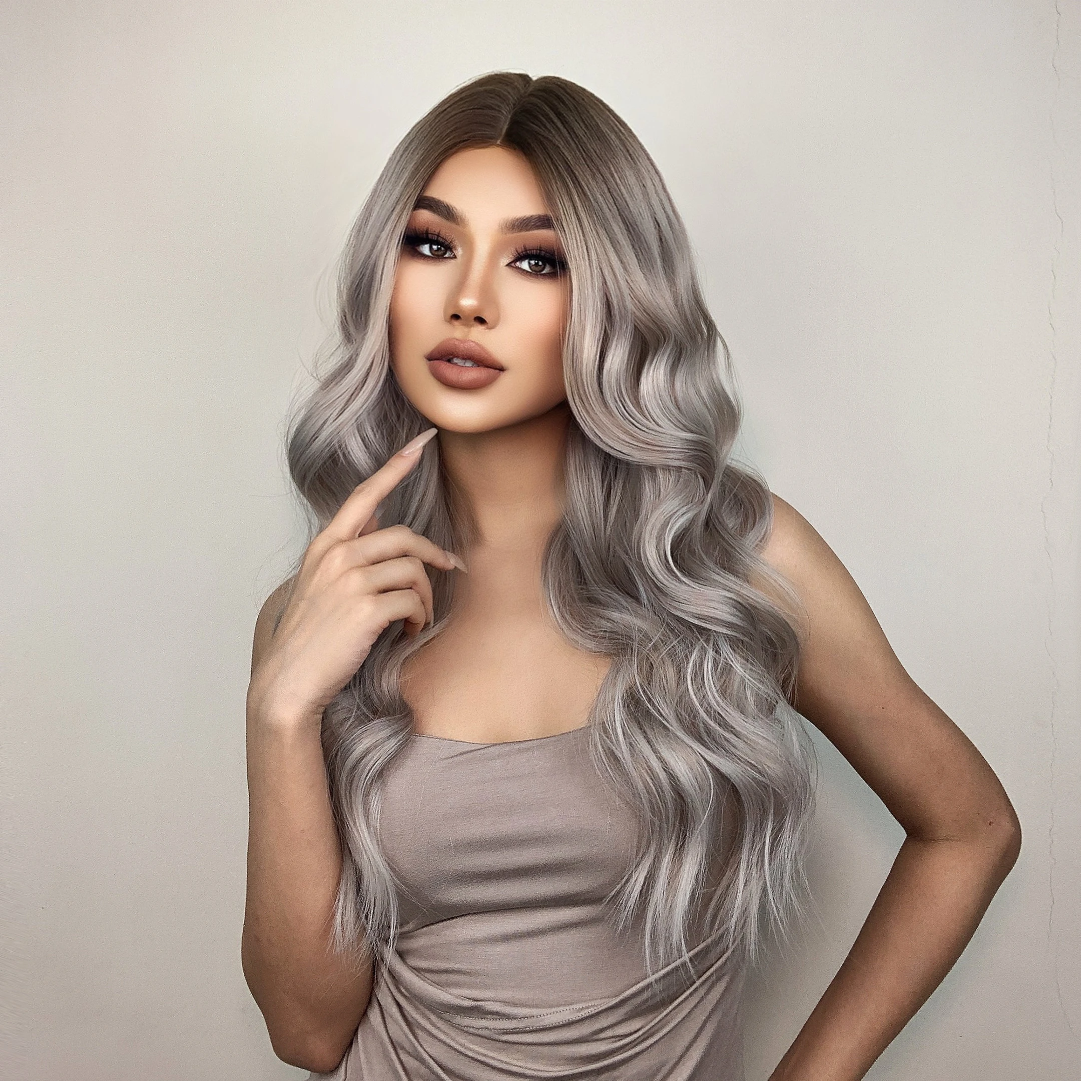 Parrucca Anteriore In Pizzo A Strati Grigio Cenere, Capelli - Foto 7