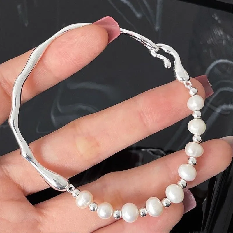 Elegant Baroque Pearls Bracelet for Women Ladies Splicing Simulated-pearl Creative Handmade Chain Jewelry Gifts