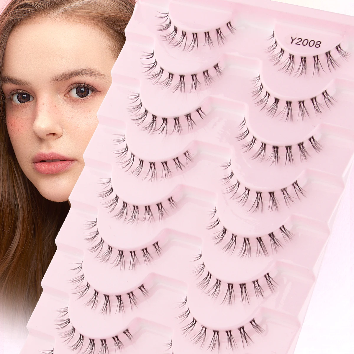 Mink Eyelashes 3/10 Pairs Wispy Faux 3D Mink Lashes Short Fluffy Half False Eyelash Makeup Tools Natural Volume Cat Eye Lashes