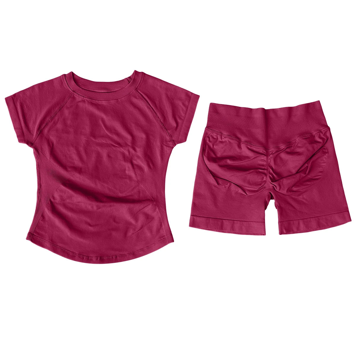 Ensemble de sport 2 pièces, haut de yoga sans couture à manches courtes, ensemble de fitness pour femmes, short de sport pour la course à pied, tenue de gym