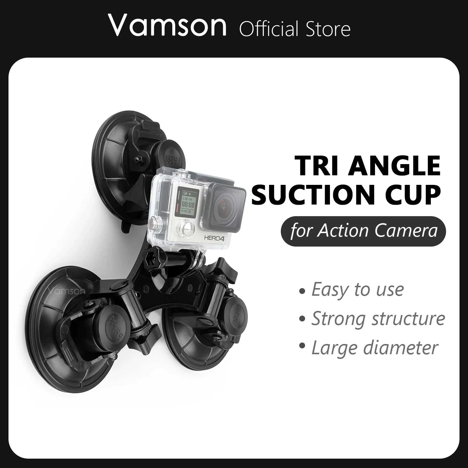 

Трехугловое крепление на присоске 9 см с головкой вращения на 360 градусов, Крепление для штатива для GoPro Hero 5 4 3 + для Xiaomi Yi VP525L