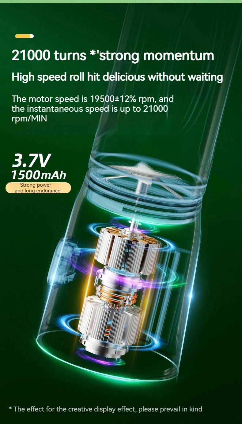 Description Picture 6 of itemPortable Wireless Blender Electric Fruit Juicer Machine For Orange Ice Crushing 10 Blades Auxiliary Food Machine 1500mA Mixer