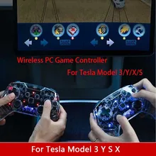 Aktualizacja wielu platformy 8 pół-przezroczysta dioda LED podświetlenie bezprzewodowa gra komputerowa kontroler z podwójnego wibracji dla Tesla Model 3/Y/S/X
