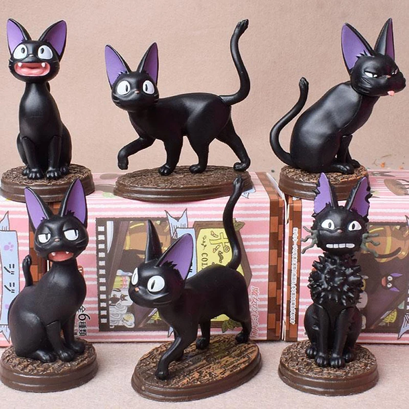 

Экшн-фигурки из аниме «доставка Кики», Милая модель кошки JiJi, игрушка с плинтом из ПВХ, коллекционные предметы, детские игрушки, случайный выбор, 1 шт.