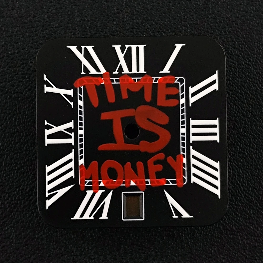 Square Dial 'Time is Money' Customized Watch Face for Premium Watch Accessories