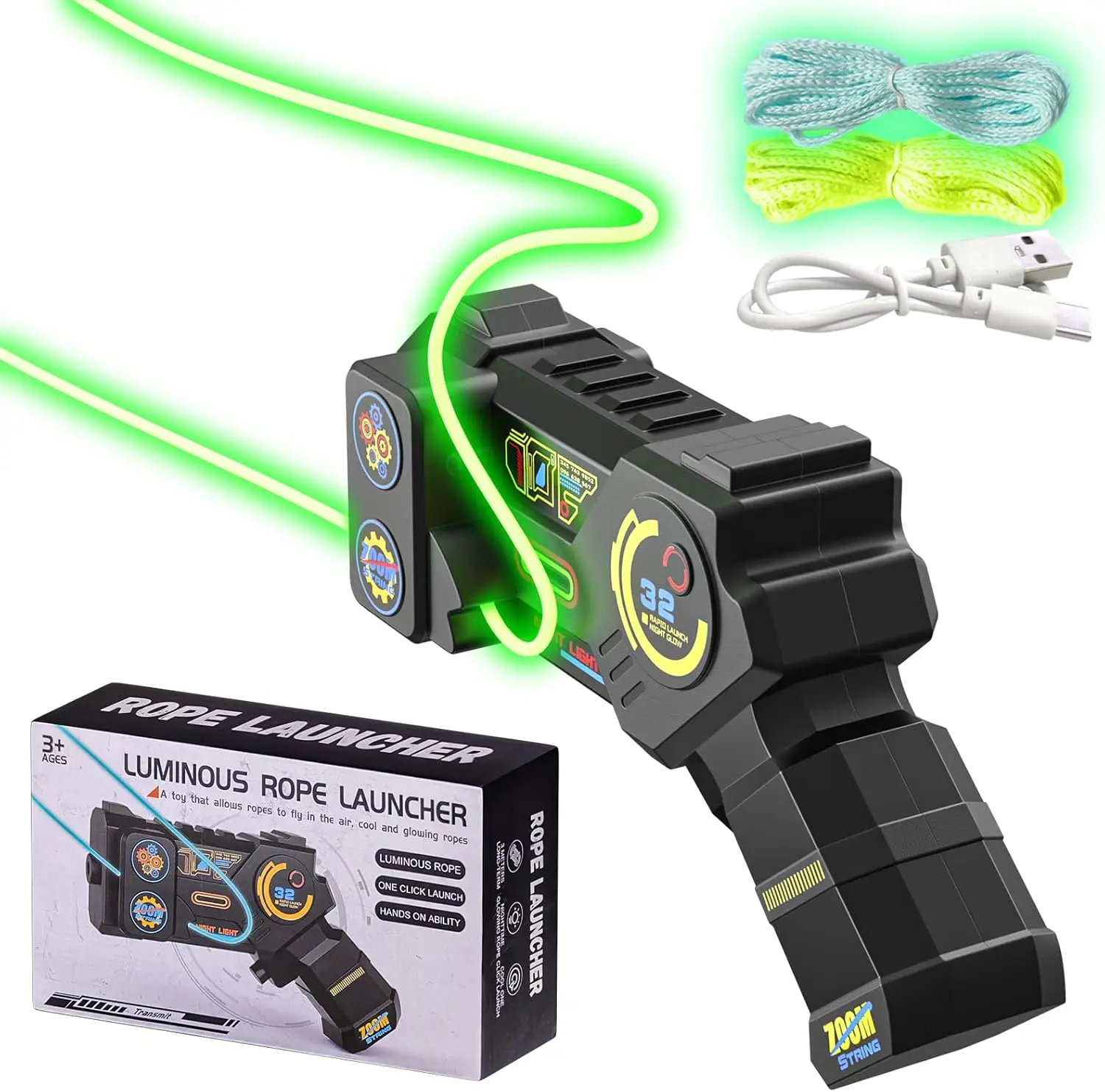String Launcher Toy Electric Rope Launcher Handheld Fidget Charging Thruster Entertainment Rope Adjuster Ideal Gift for Boys Girls