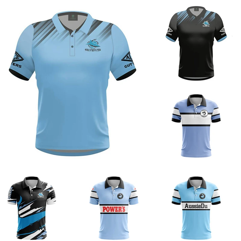 

2024 Shark Fashion Australia Men's Training Rugby Shirt Uniform Newly Customized Rugby League Jersey Design Your Own Logo