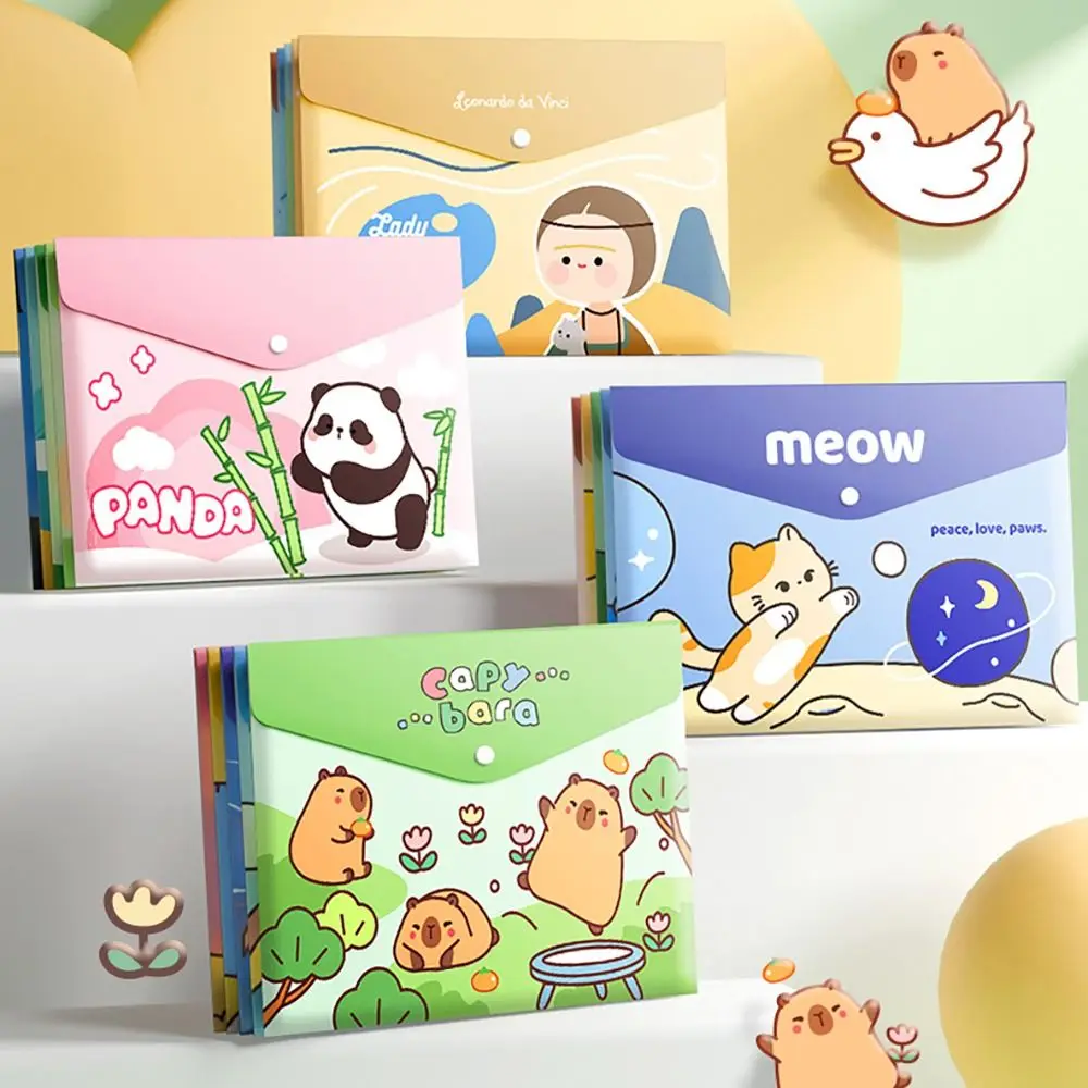 대용량 A4 파일 폴더 시험지 보관 방수 문서 가방, PP 스냅 패스너 봉투 폴더, 세트당 5 개